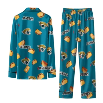 Jacksonville Jaguars Long Pajama Set Custom Snack Scatter Teal Fashion Forward