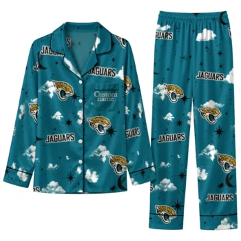 Jacksonville Jaguars Long Pajama Set Customized Cloud Stars Teal Best Selling