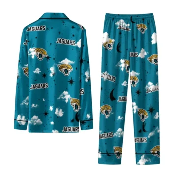 Jacksonville Jaguars Long Pajama Set Customized Cloud Stars Teal Fashion Forward