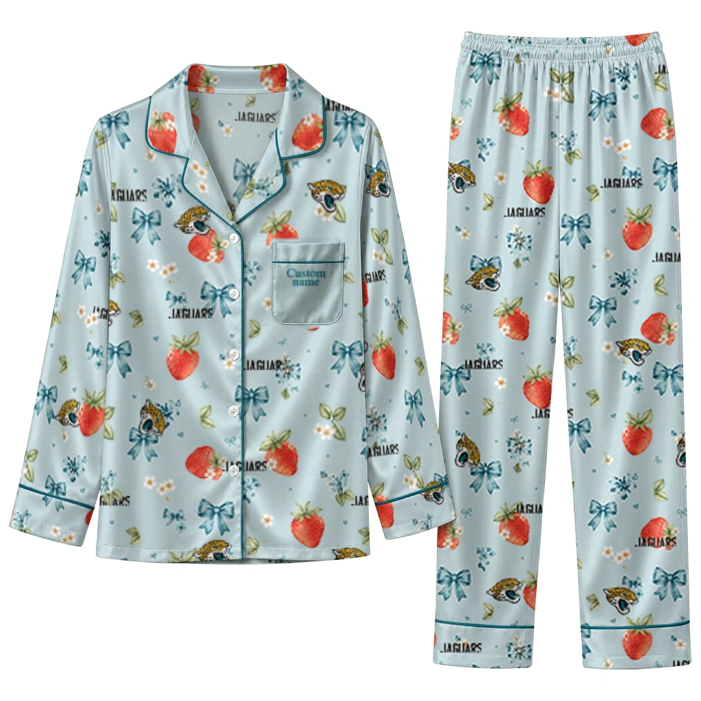 jacksonville jaguars long pajama set customized ribbon florals teal best selling.webp jacksonville jaguars long pajama set customized ribbon florals teal best selling.webp