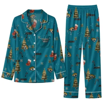 Jacksonville Jaguars Long Pajama Set Customized Sprig Scatter Teal Best Selling