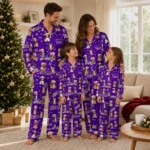 James Madison Dukes Long Pajama Set Personalized Animal Scatter Purple Best Selling