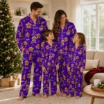 James Madison Dukes Long Pajama Set Personalized Candy Scatter Purple Best Selling