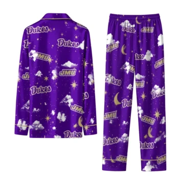 James Madison Dukes Long Pajama Set Personalized Cloud Stars Purple Fashion Forward