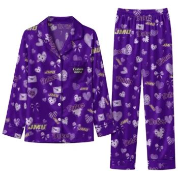 James Madison Dukes Long Pajama Set Personalized Heart Charms Purple Best Selling