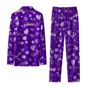 James Madison Dukes Long Pajama Set Personalized Heart Charms Purple Fashion Forward