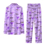 James Madison Dukes Long Pajama Set Personalized Ribbon Chains Purple Best Selling