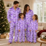 James Madison Dukes Long Pajama Set Personalized Ribbon Chains Purple Best Selling