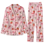 kansas city chiefs long pajama set personalized ribbon florals red best selling.webp