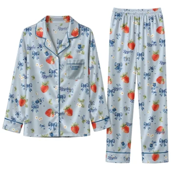 kansas city royals long pajama set customized ribbon florals royal blue best selling.webp