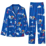 Kansas Jayhawks Long Pajama Set Custom Cloud Stars Blue Best Selling