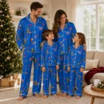 Kansas Jayhawks Long Pajama Set Custom Sprig Scatter Blue Best Selling