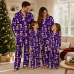 Kansas State Wildcats Long Pajama Set Personalized Animal Scatter Purple Best Selling