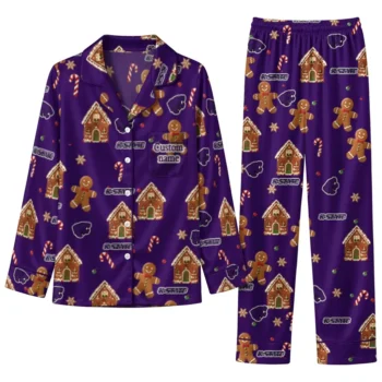 Kansas State Wildcats Long Pajama Set Personalized Candy Scatter Purple Best Selling