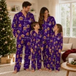 Kansas State Wildcats Long Pajama Set Personalized Candy Scatter Purple Best Selling
