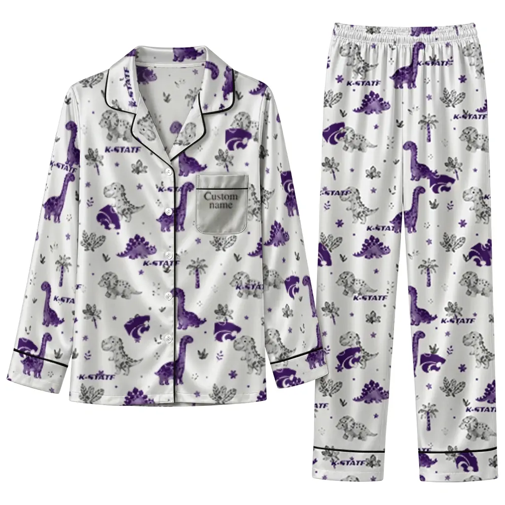 Kansas State Wildcats Long Pajama Set Personalized Character Scatter Best Selling Kansas State Wildcats Long Pajama Set Personalized Character Scatter Best Selling
