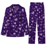 Kansas State Wildcats Long Pajama Set Personalized Heart Charms Purple Best Selling