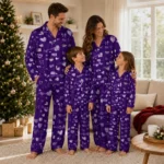 Kansas State Wildcats Long Pajama Set Personalized Heart Charms Purple Best Selling