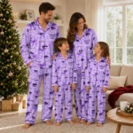 Kansas State Wildcats Long Pajama Set Personalized Ribbon Chains Purple Best Selling