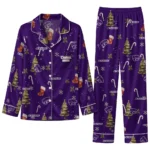 Kansas State Wildcats Long Pajama Set Personalized Sprig Scatter Purple Best Selling