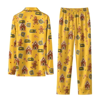 Kennesaw State Owls Long Pajama Set Personalized Candy Scatter Gold Fashion Forward