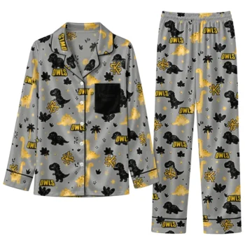 Kennesaw State Owls Long Pajama Set Personalized Character Scatter Best Selling