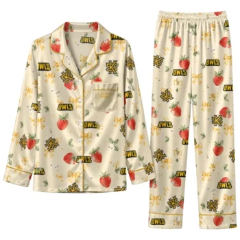 Kennesaw State Owls Long Pajama Set Personalized Ribbon Florals Gold Best Selling