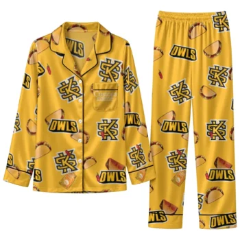 Kennesaw State Owls Long Pajama Set Personalized Snack Scatter Gold Best Selling