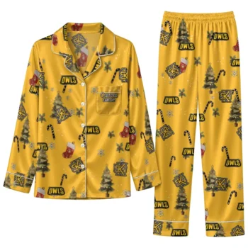 Kennesaw State Owls Long Pajama Set Personalized Sprig Scatter Gold Best Selling