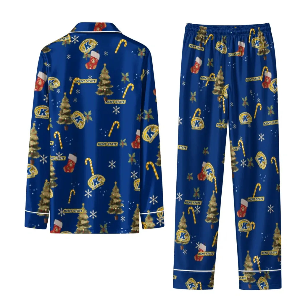 Kent State Golden Flashes Long Pajama Set Customized Sprig Scatter Navy Blue Fashion Forward Kent State Golden Flashes Long Pajama Set Customized Sprig Scatter Navy Blue Fashion Forward