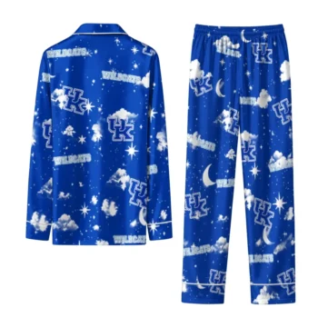 Kentucky Wildcats Long Pajama Set Customized Cloud Stars Blue Fashion Forward