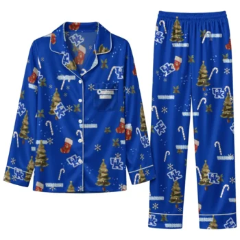 Kentucky Wildcats Long Pajama Set Customized Sprig Scatter Blue Best Selling