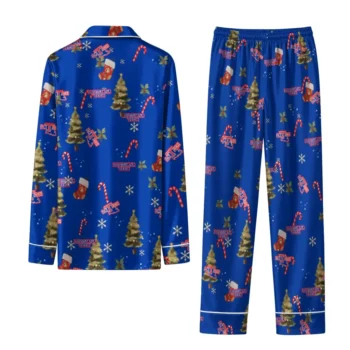 La Tech Long Pajama Set Custom Sprig Scatter Blue Fashion Forward