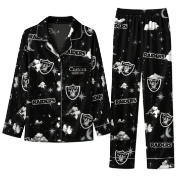 Las Vegas Raiders Long Pajama Set Custom Cloud Stars Black Best Selling