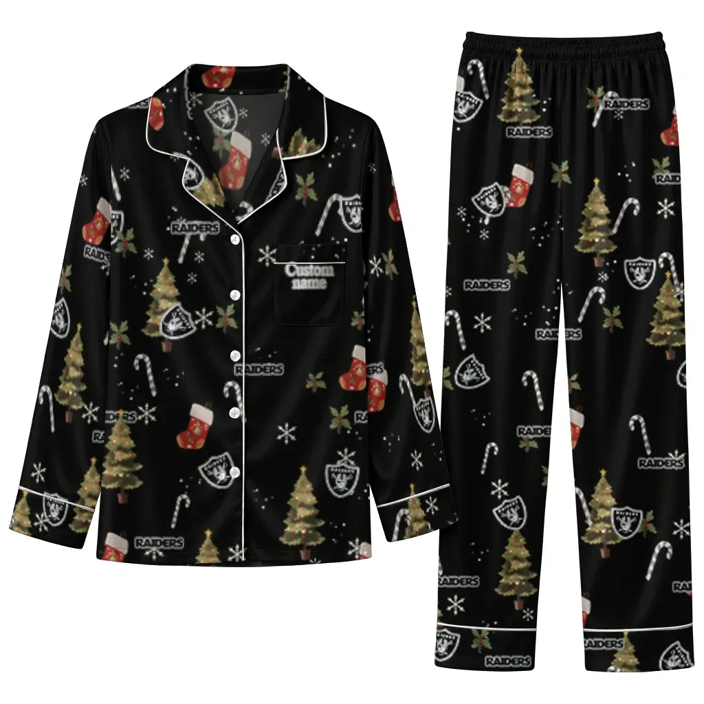 Las Vegas Raiders Long Pajama Set Custom Sprig Scatter Black Best Selling Las Vegas Raiders Long Pajama Set Custom Sprig Scatter Black Best Selling