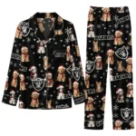 Las Vegas Raiders Long Pajama Set Customized Animal Scatter Black Best Selling