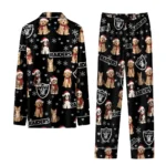 Las Vegas Raiders Long Pajama Set Customized Animal Scatter Black Best Selling