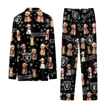 Las Vegas Raiders Long Pajama Set Customized Animal Scatter Black Fashion Forward