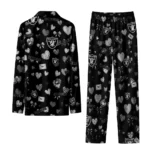 las vegas raiders long pajama set customized heart charms black best selling.webp