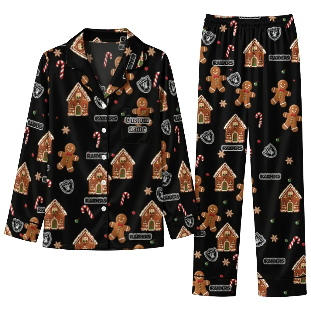 Las Vegas Raiders Long Pajama Set Personalized Candy Scatter Black Best Selling Las Vegas Raiders Long Pajama Set Personalized Candy Scatter Black Best Selling