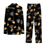 Las Vegas Raiders Long Pajama Set Personalized Snack Scatter Black Best Selling