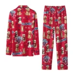 Liberty Flames Long Pajama Set Custom Animal Scatter Red Best Selling
