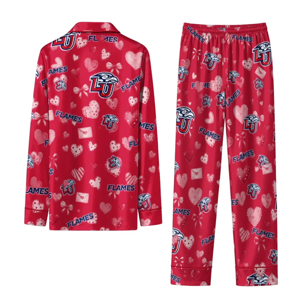 Liberty Flames Long Pajama Set Custom Heart Charms Red Fashion Forward Liberty Flames Long Pajama Set Custom Heart Charms Red Fashion Forward