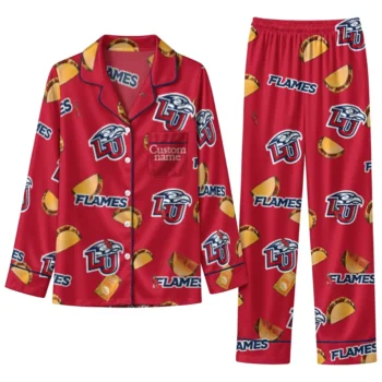 Liberty Flames Long Pajama Set Custom Snack Scatter Red Best Selling