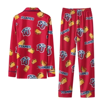 Liberty Flames Long Pajama Set Custom Snack Scatter Red Fashion Forward