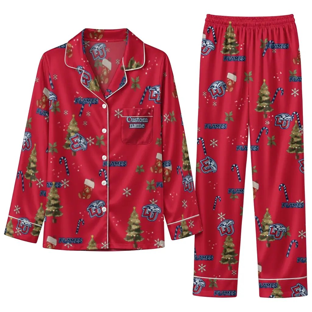 Liberty Flames Long Pajama Set Custom Sprig Scatter Red Best Selling Liberty Flames Long Pajama Set Custom Sprig Scatter Red Best Selling