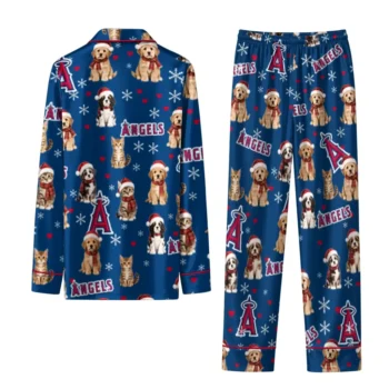 Los Angeles Angels Long Pajama Set Custom Animal Scatter Blue Fashion Forward