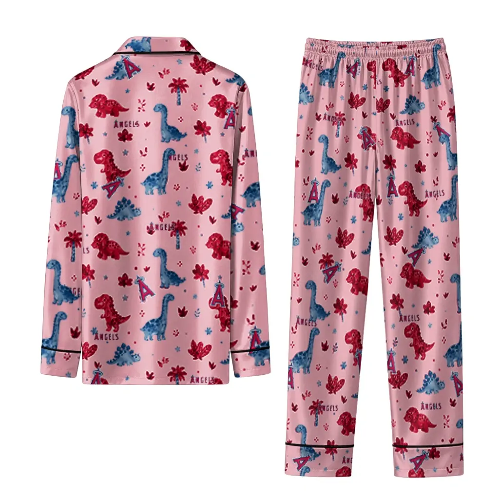 Los Angeles Angels Long Pajama Set Custom Character Scatter Fashion Forward Los Angeles Angels Long Pajama Set Custom Character Scatter Fashion Forward