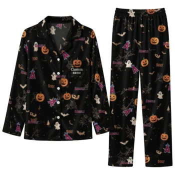 los angeles angels long pajama set customized icon confetti black best selling.webp