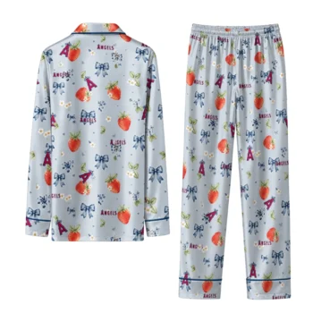 los angeles angels long pajama set personalized ribbon florals blue fashion forward.webp